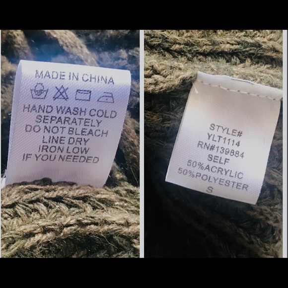 A.peach Olive Green V neck Ribbed Sweater - Picture 4 of 8